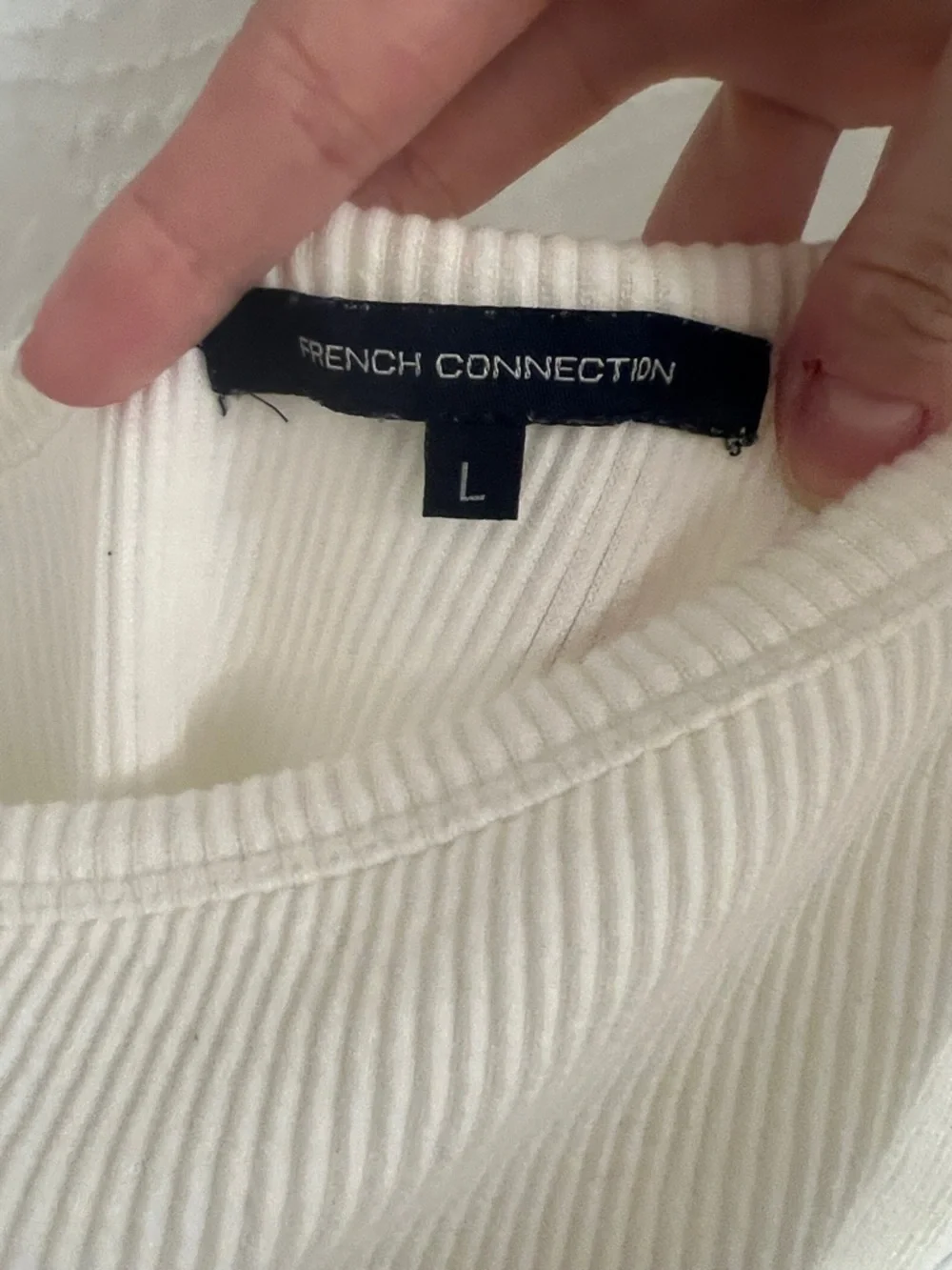 French Connection Cream One-Shoulder Ribbed Tank - Picture 2 of 5